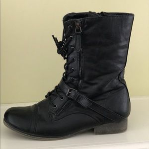 Call It Spring Black Belt Buckle Combat Boots